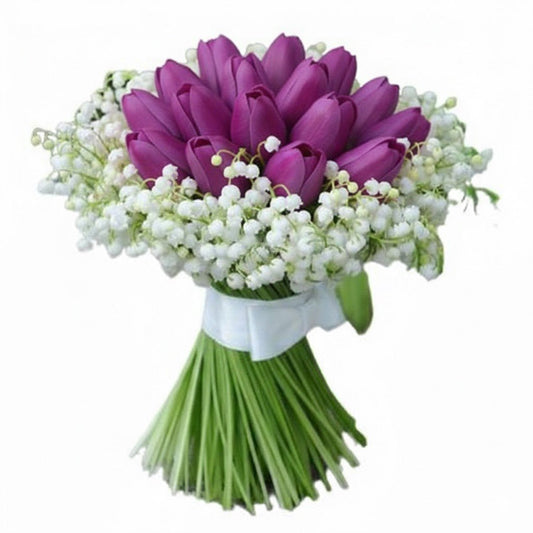 Lovely Bouquet of Lily of the Valley and Tulips - Florist London