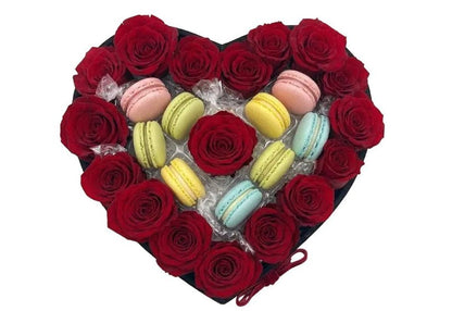Lovely Sweet Box of Roses and Macaroons - Florist London