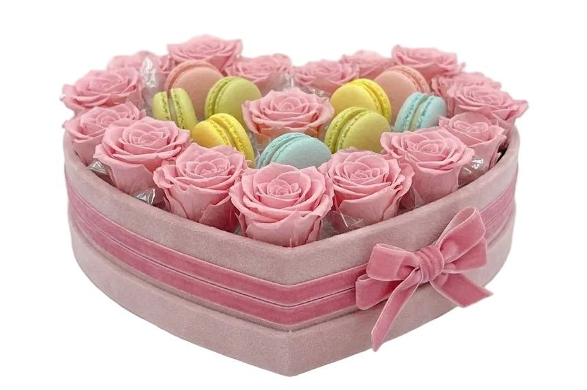 Lovely Sweet Box of Roses and Macaroons - Florist London