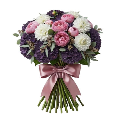 Luxe Bouquet of Hydrangea with Peonies and Dahlia - Florist London