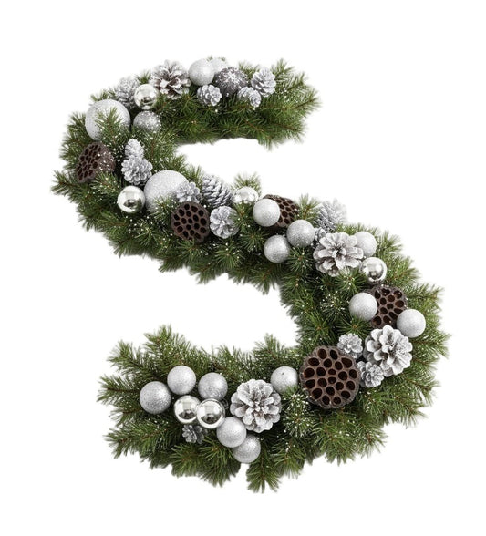 Luxe Frosted Forest Garland with Silver Shine - Florist London