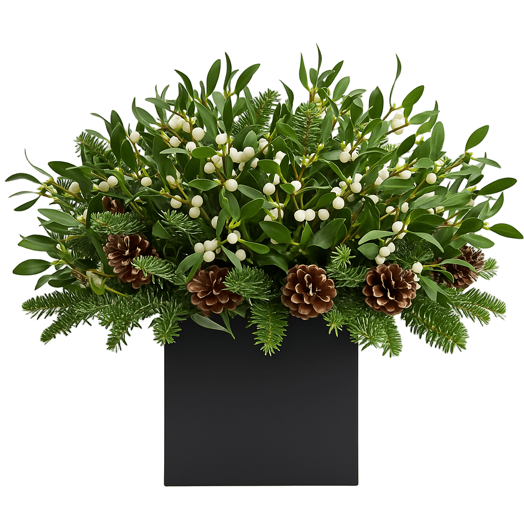 Luxe Mistletoe & Pine Cone Ensemble Box - Florist London