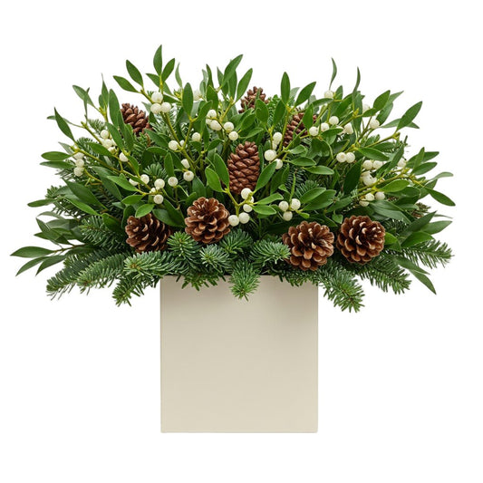 Luxe Mistletoe & Pine Cone Ensemble Box - Florist London