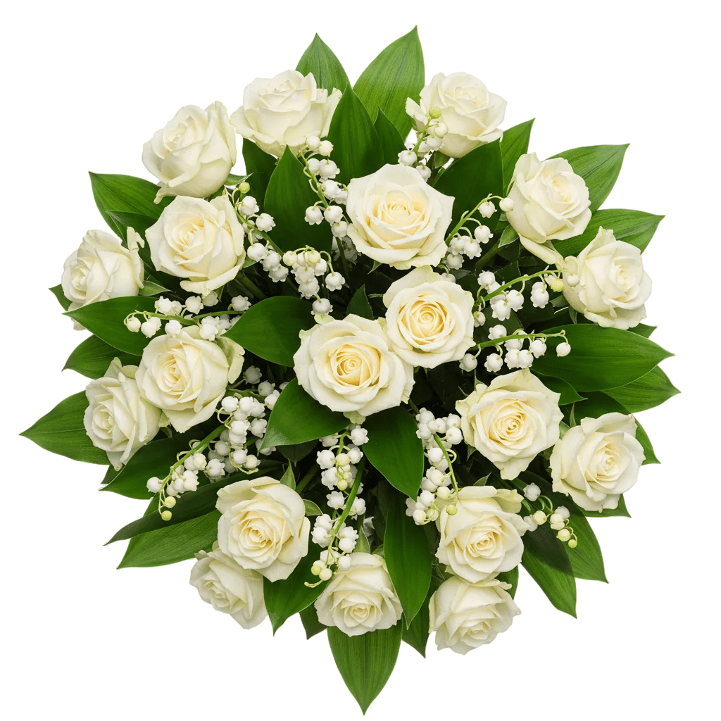 Luxury Bouquet of Lily of the Valley and White Roses - Florist London