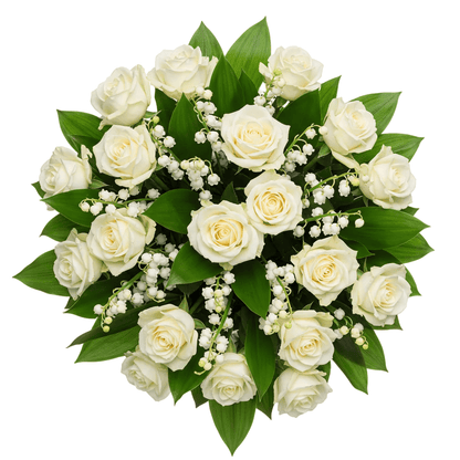 Luxury Bouquet of Lily of the Valley and White Roses - Florist London