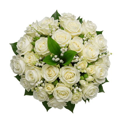 Luxury Bouquet of Lily of the Valley and White Roses - Florist London
