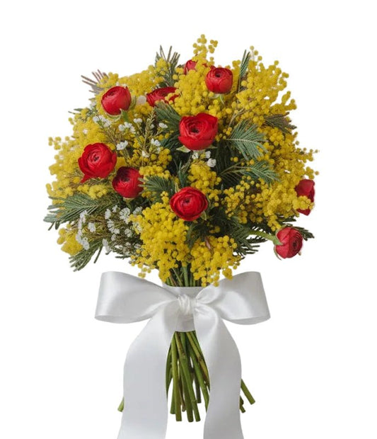 Luxury Bouquet of Mimosa and Ranunculus - Florist London