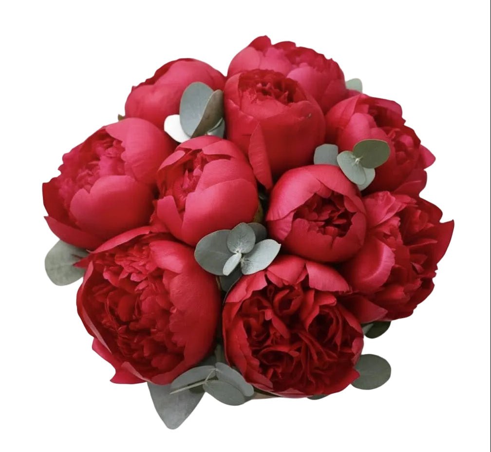Luxury Bouquet of Red Peonies with Eucalyptus - Florist London