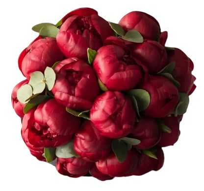 Luxury Bouquet of Red Peonies with Eucalyptus - Florist London