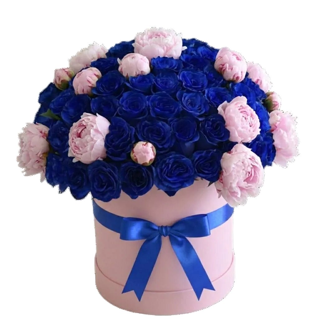 Luxury Box of Blue Roses and Peonies - Florist London