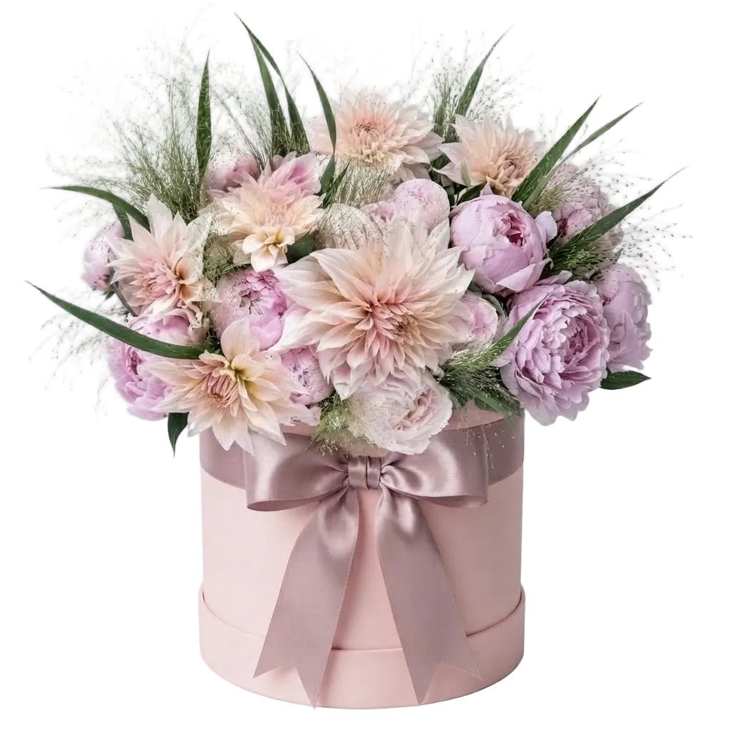 Luxury Box of Caffe Latte Dahlia and Peonies - Florist London