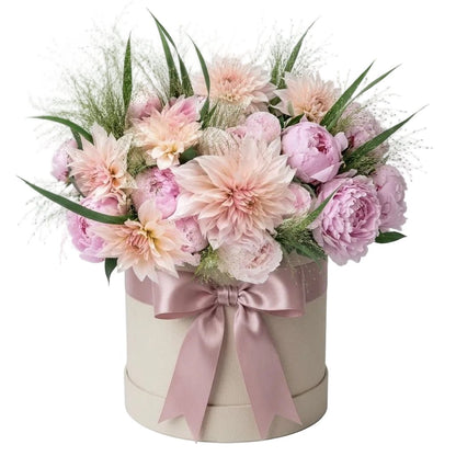 Luxury Box of Caffe Latte Dahlia and Peonies - Florist London