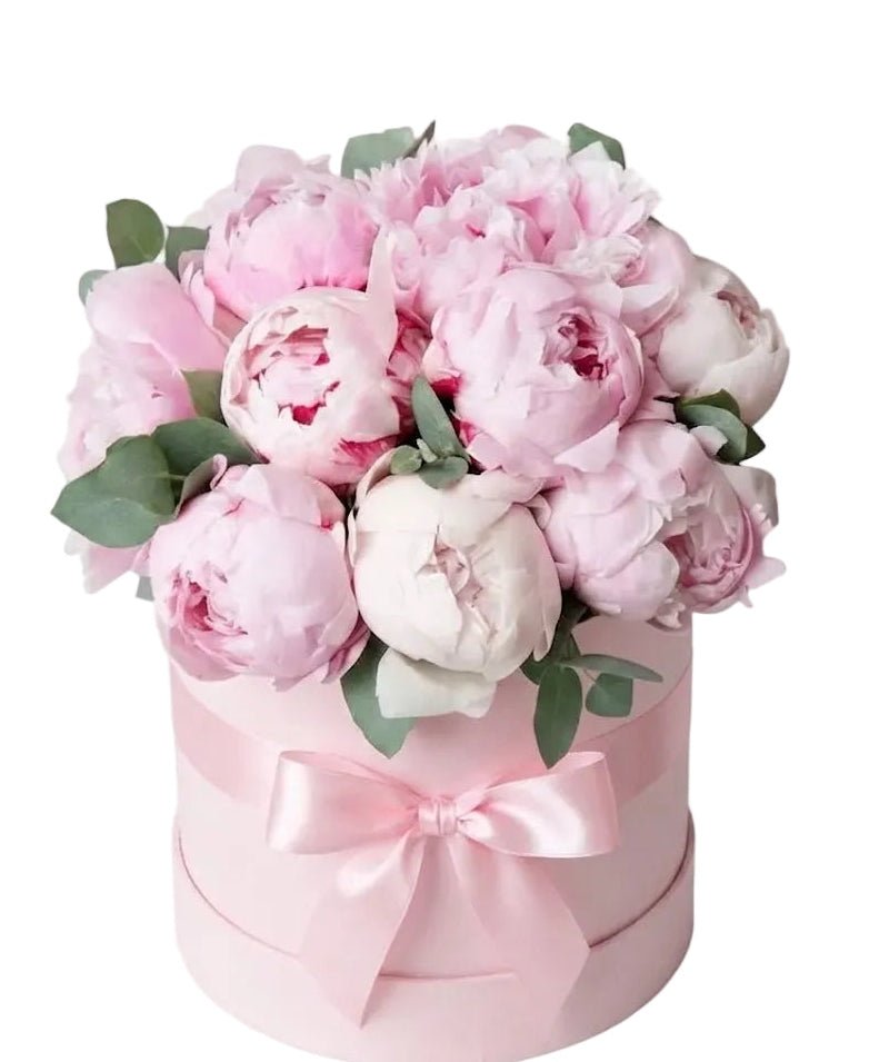 Luxury Box of Pink Peonies with Eucalyptus - Florist London