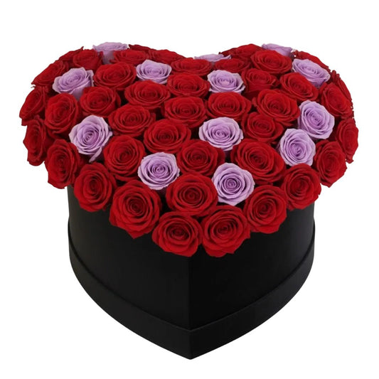 Luxury Box of Red and Lavender Roses - Florist London