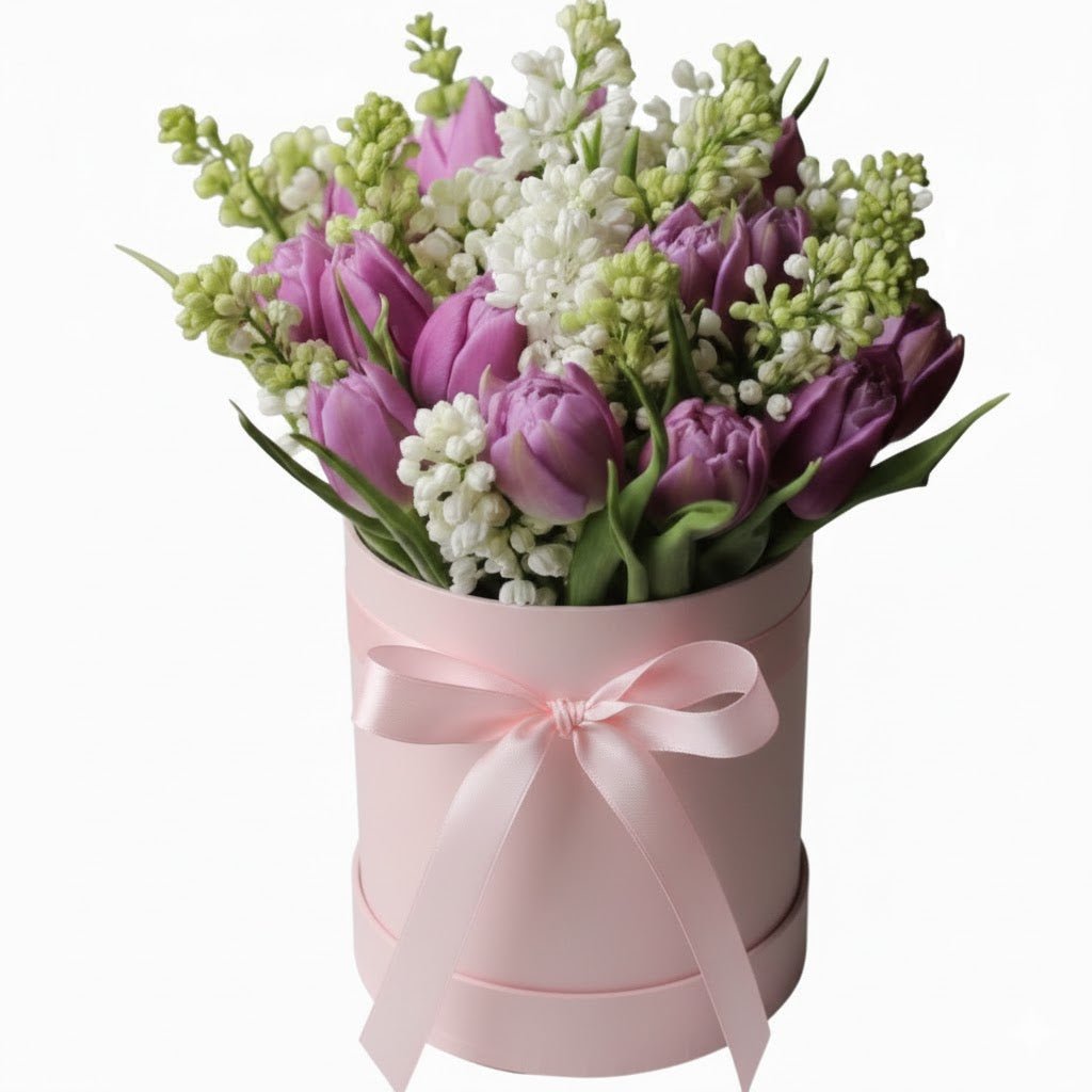 Luxury Box of Tulips and Lilac - Florist London