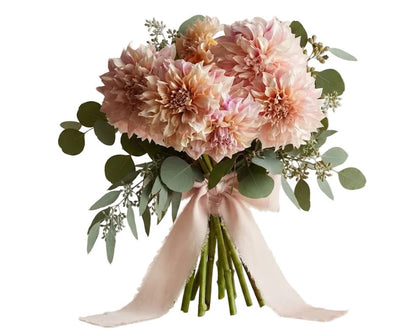 Luxury Cafe au Lait Dhalia Bouquet with Eucalyptus - Florist London