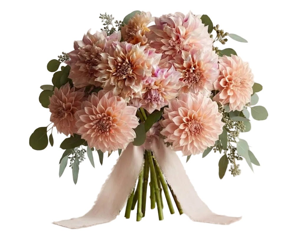 Luxury Cafe au Lait Dhalia Bouquet with Eucalyptus - Florist London