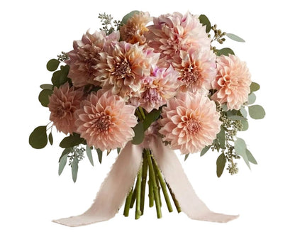 Luxury Cafe au Lait Dhalia Bouquet with Eucalyptus - Florist London