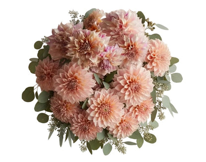 Luxury Cafe au Lait Dhalia Bouquet with Eucalyptus - Florist London