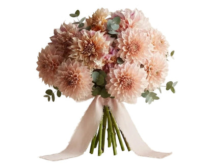 Luxury Cafe au Lait Dhalia Bouquet with Eucalyptus - Florist London
