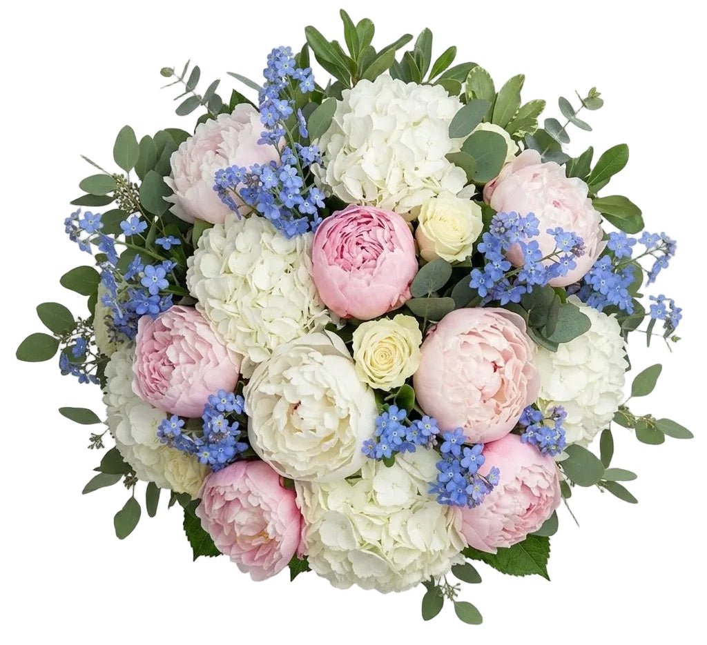 Luxury Hydrangea and Peonies with Forget - Me - Not Bouquet - Florist London