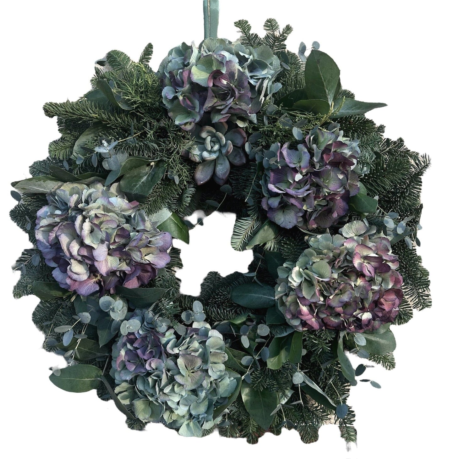 Luxury Hydrangea Door Wreath – Purple Blue Edition - Florist London