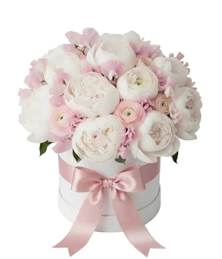 Luxury Pastel Box of Pink Ranunculus and Peonies - Florist London