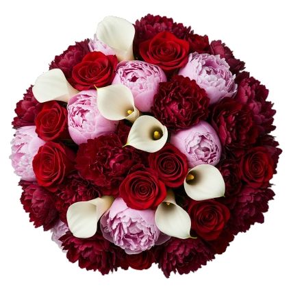 Luxury Pink and Red Peonies with Calla Lily Bouquet