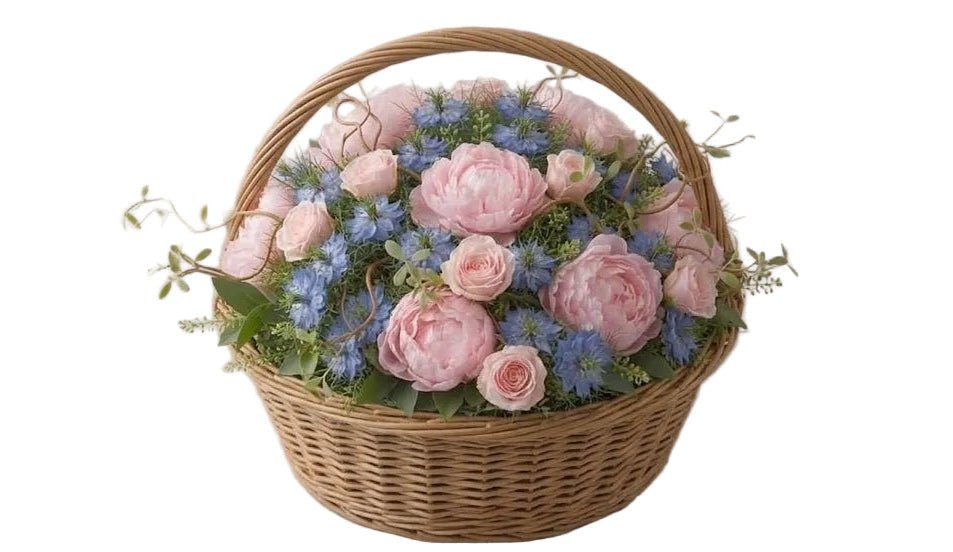 Luxury Pink Peonies with Nigella Basket - Florist London