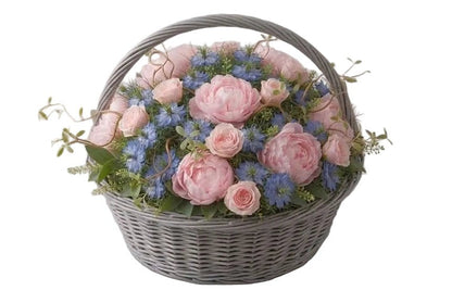 Luxury Pink Peonies with Nigella Basket - Florist London