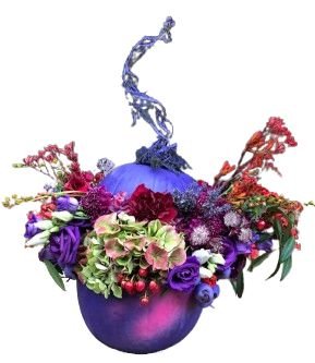 Luxury Purple Pumpkin with Flowers - Florist London