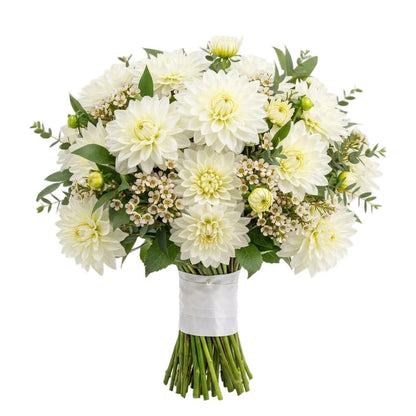 Luxury White Dahlia Bridal Bouquet - Florist London