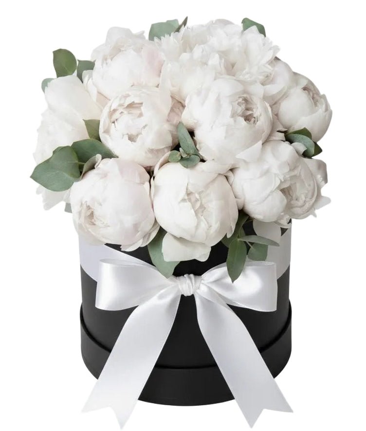Luxury White Peonies Box with Eucalyptus - Florist London