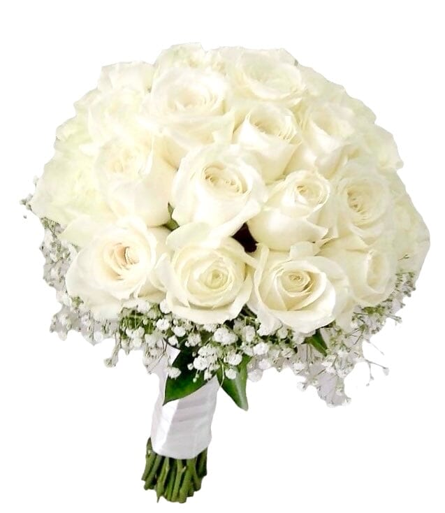 Luxury White Roses Wedding Bouquet - Florist London