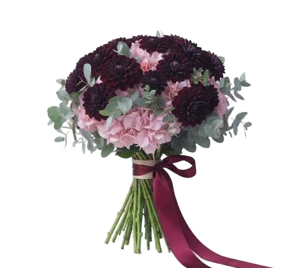 Magnificent Bouquet of Hydrangea and Burgundy Dahlia - Florist London
