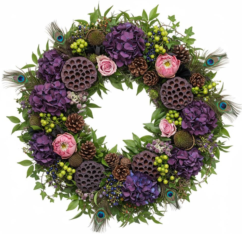 Magnificent Pink and Purple Wreath - Florist London
