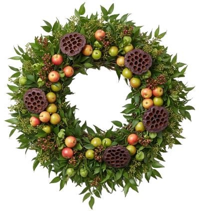 Malus and Lotus Pods Wreath - Florist London