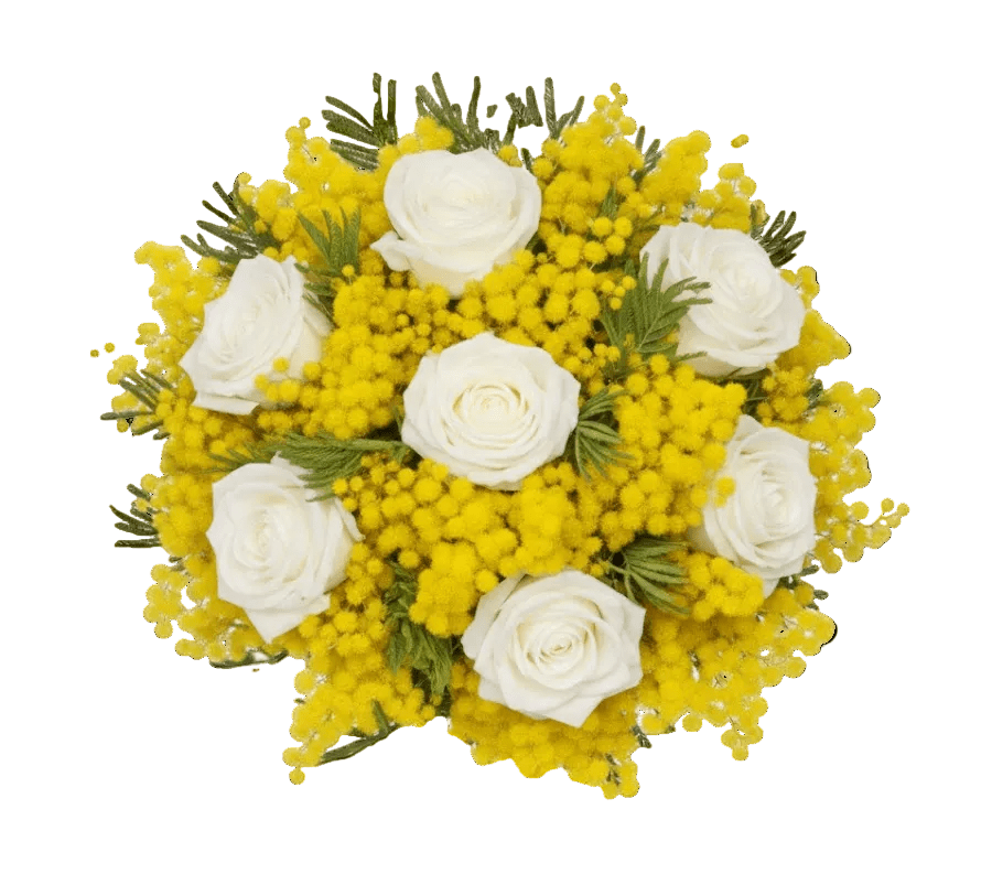 Mimosa and Roses Bouquet - Florist London
