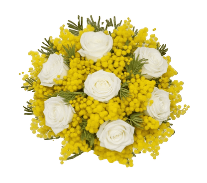 Mimosa and Roses Bouquet - Florist London