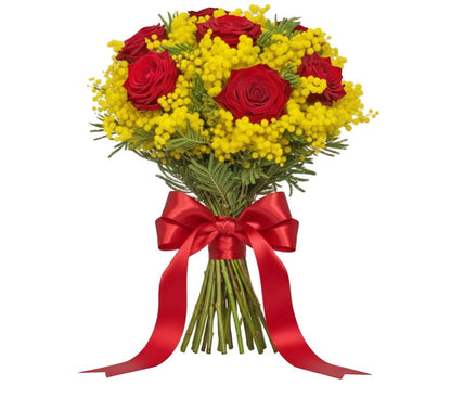 Mimosa and Roses Bouquet - Florist London