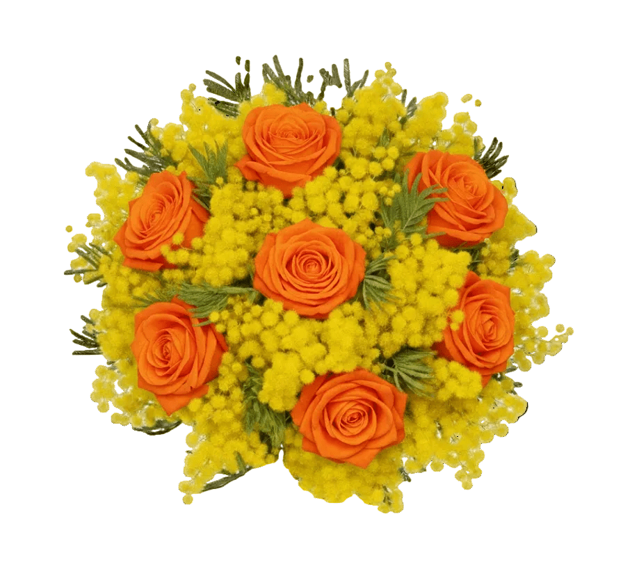 Mimosa and Roses Bouquet - Florist London