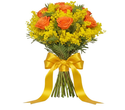 Mimosa and Roses Bouquet - Florist London