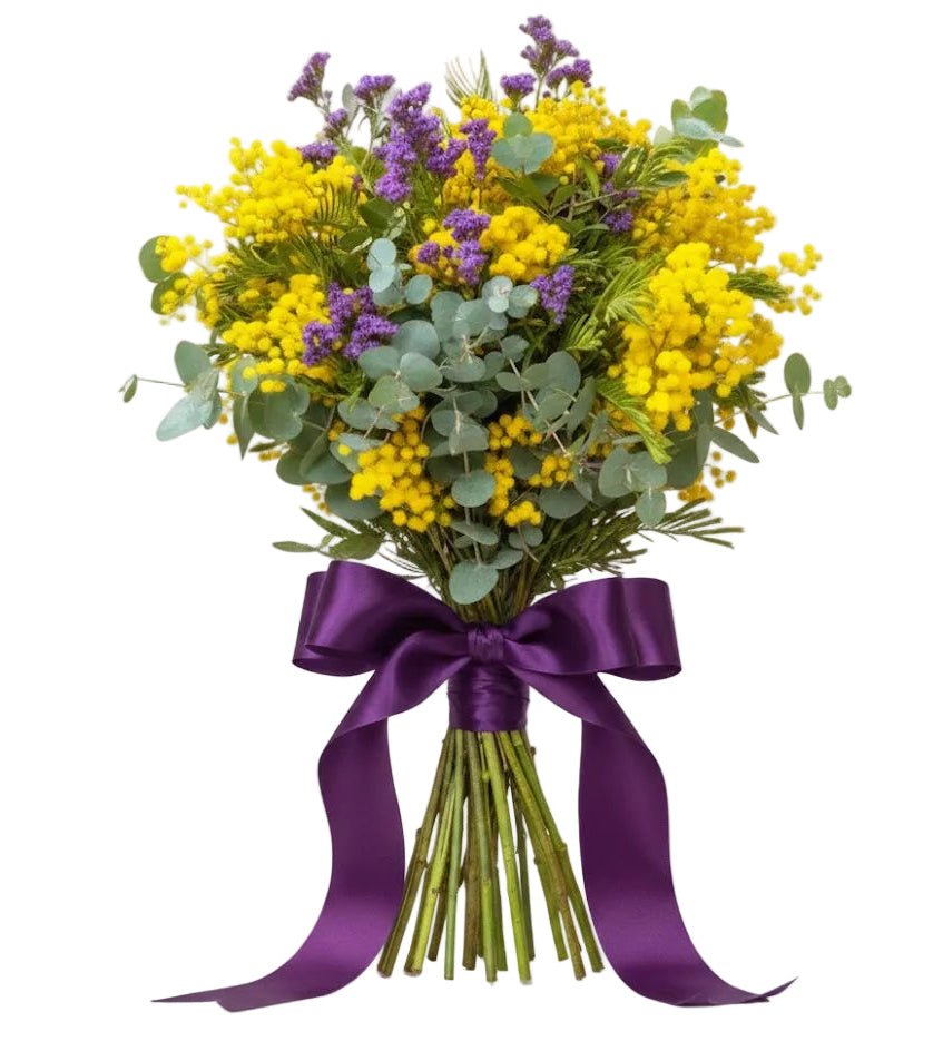 Mimosa in Purple Bouquet - Florist London