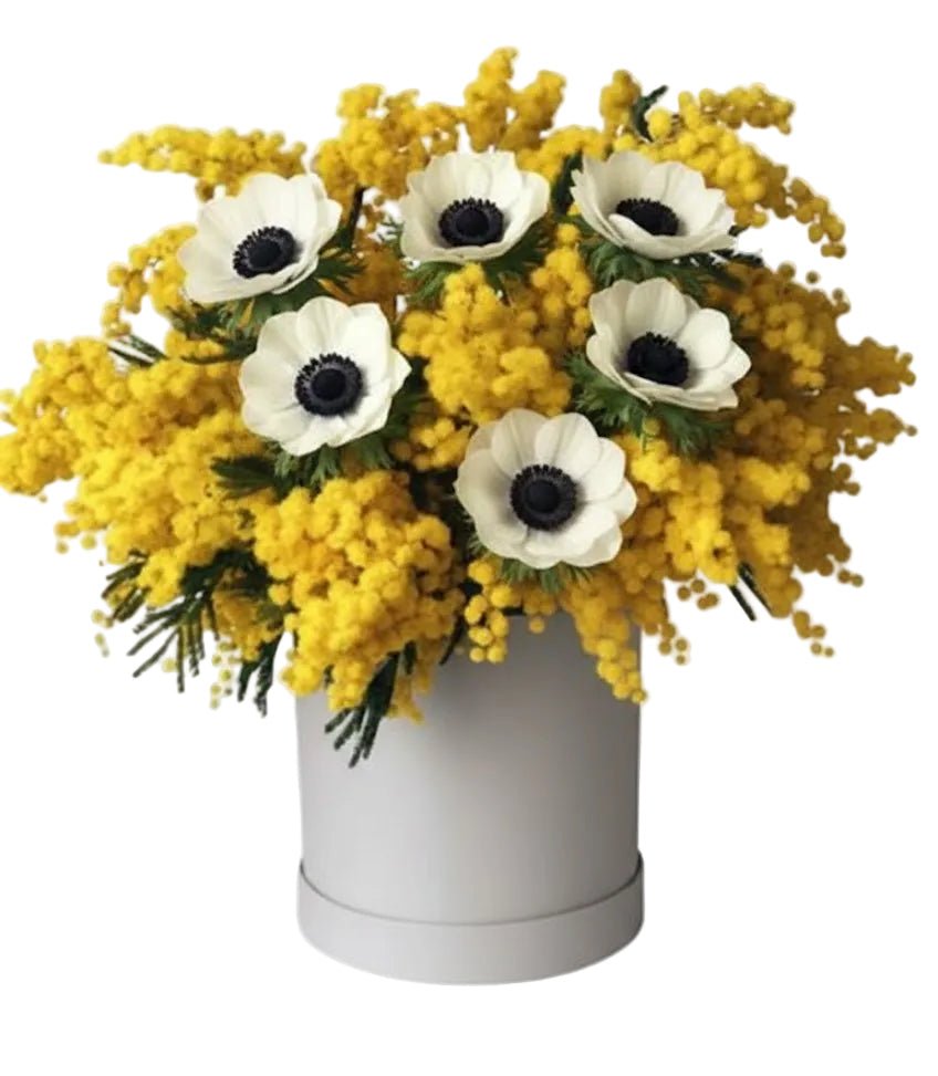 Mimosa with Anemone Luxury Box - Florist London