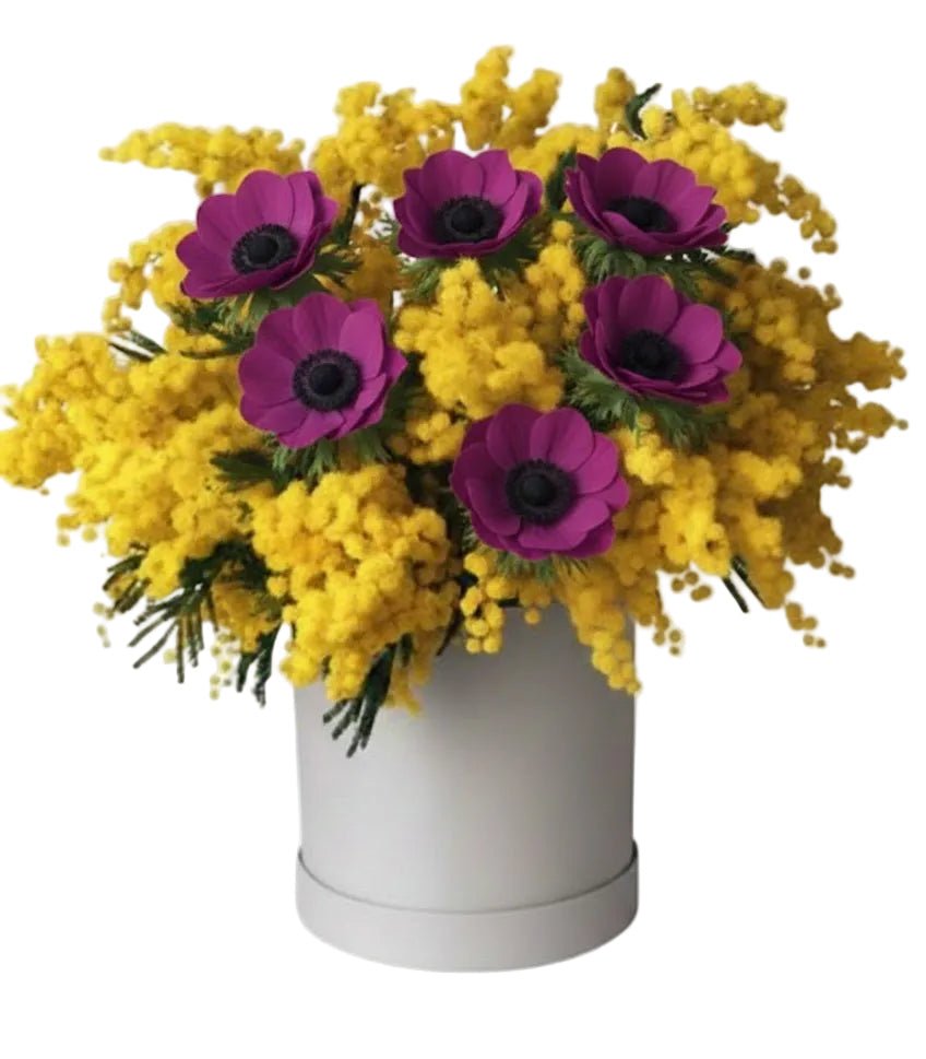 Mimosa with Anemone Luxury Box - Florist London
