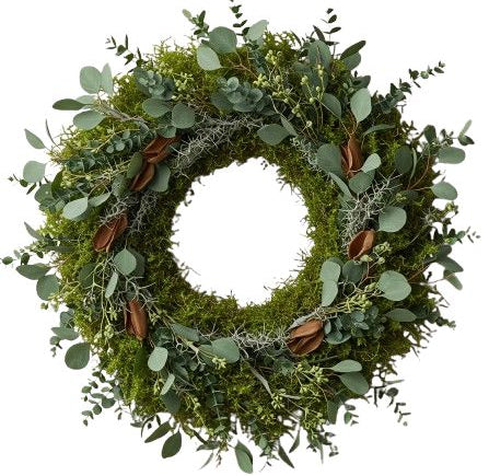 Natural Door Wreath with Wooden Decor
