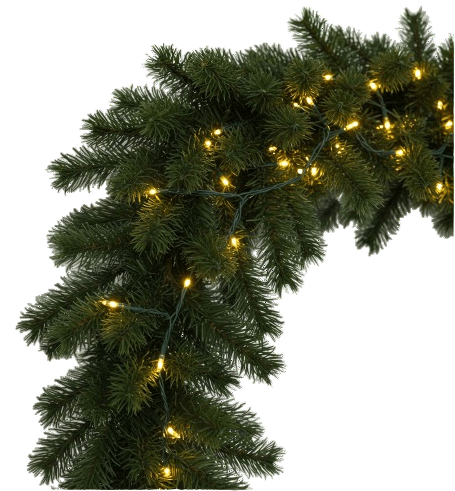 Natural Fresh Classic Garland with Lights - Florist London