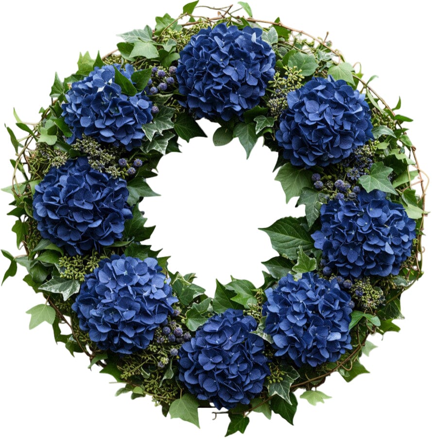 Navy Hydrangea Berry Woodland Wreath - Florist London
