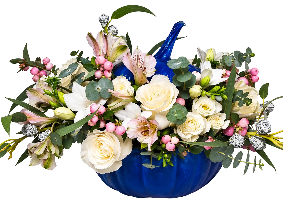 Navy Pumpkin Flower Arrangement - Florist London