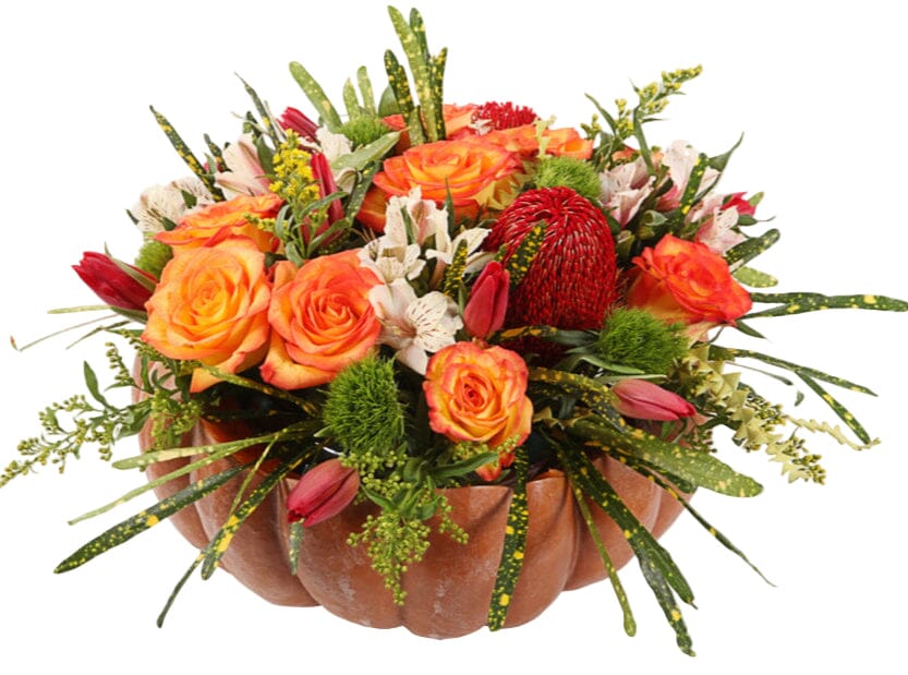 Orange and Red Autumn Pumpkin Arrangement - Florist London